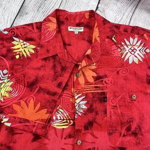 Mad‎ Gringo Short Sleeve Button Up Size XXL Hawaiian Red Floral Summer Shirt